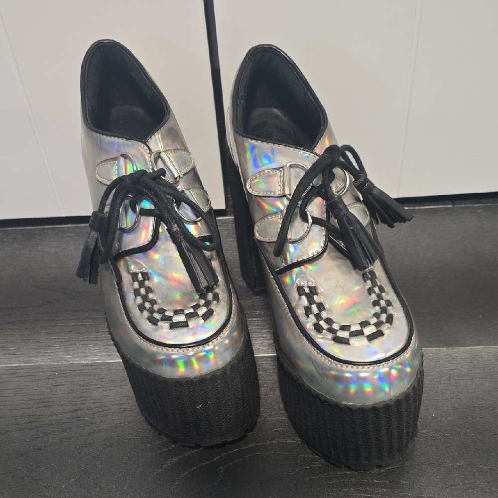 Current Mood Iridescent Platform Shoes with Black Trim